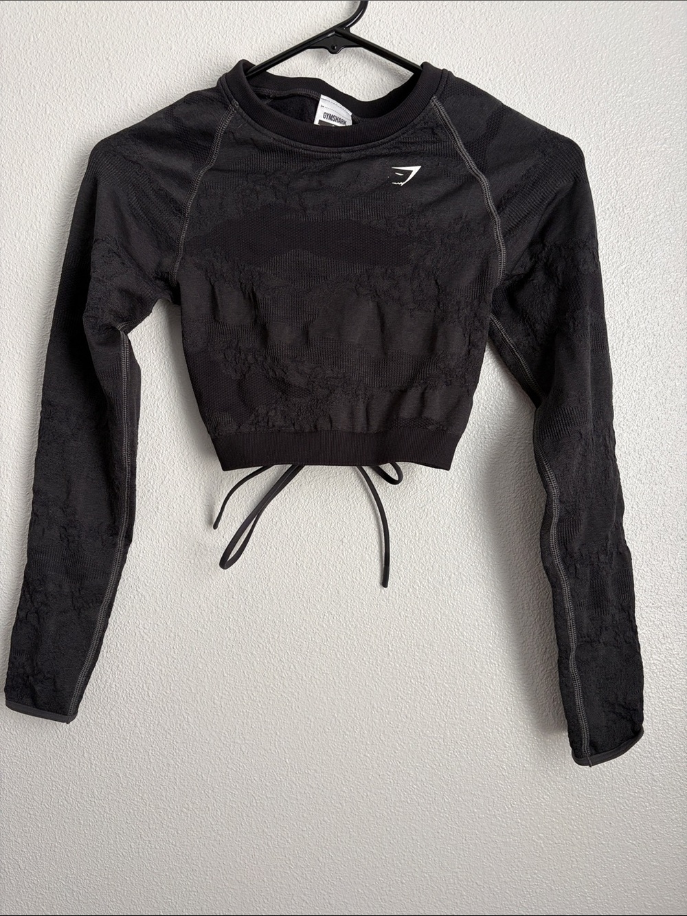 Gymshark Black Drawstring Long-Sleeve Crop Top